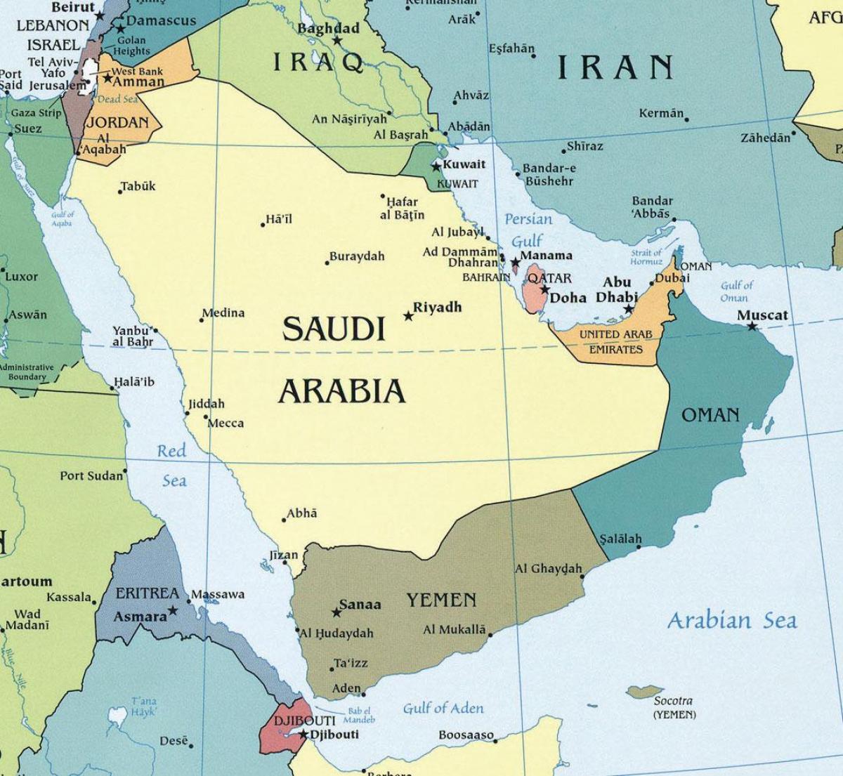 Žemėlapis kapitalo Saudo Arabija