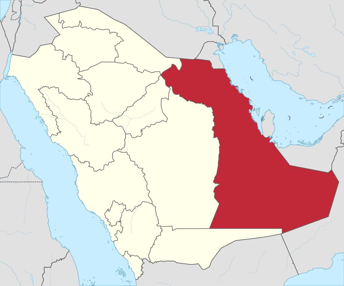 Žemėlapis rytų provincijoje Saudo Arabija