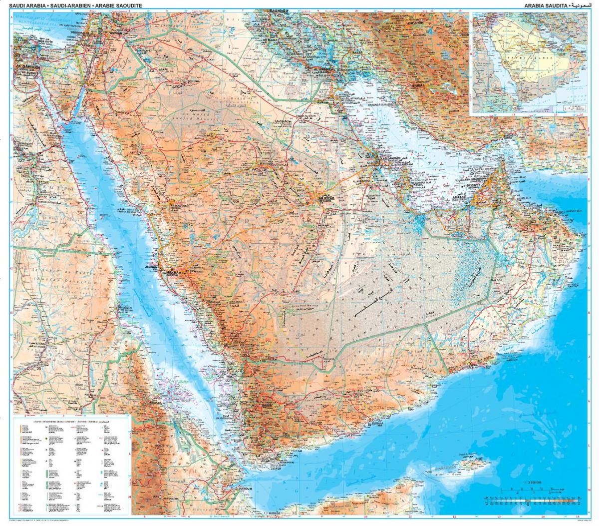 Žemėlapis Saudo Arabija topografinis