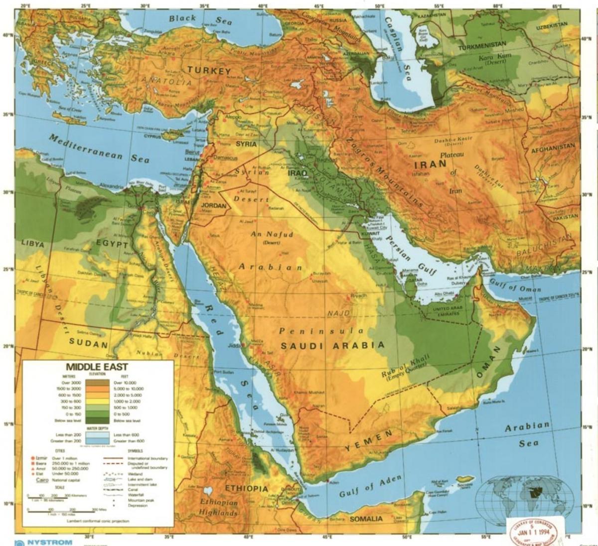 Žemėlapis Saudo Arabijos dykuma