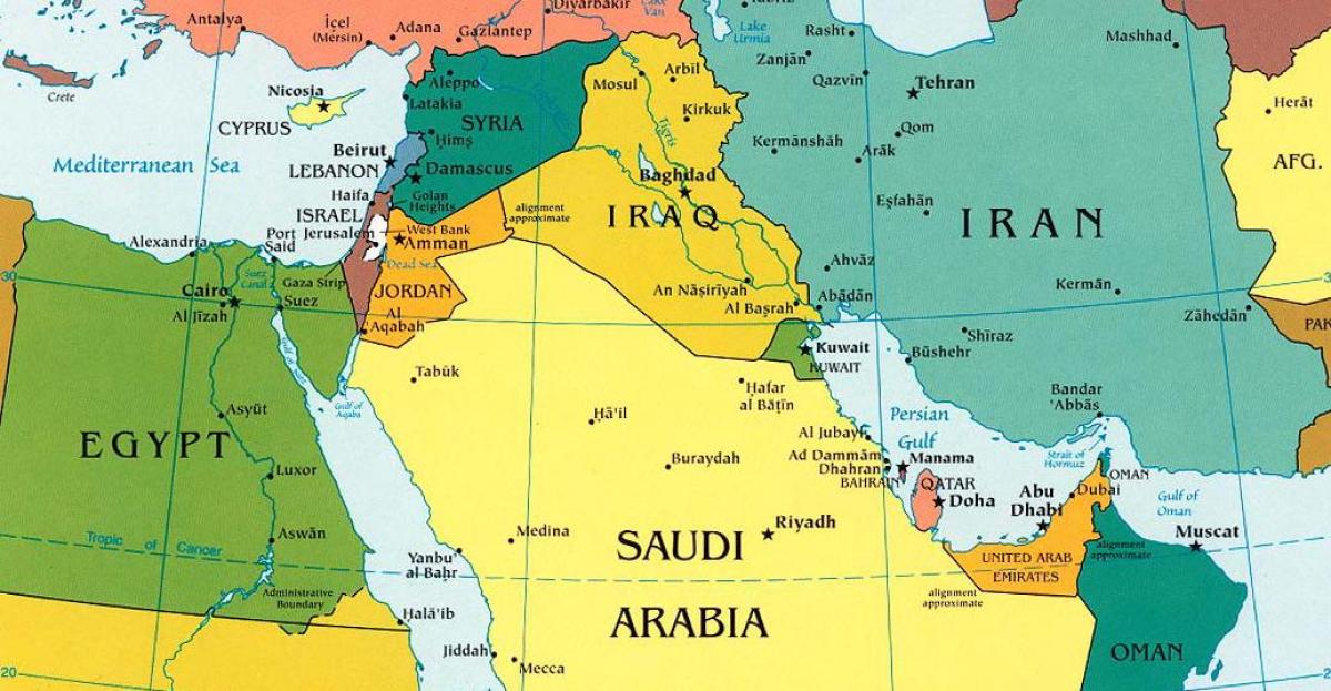 žemėlapis Saudo Arabija aplinkinių šalių