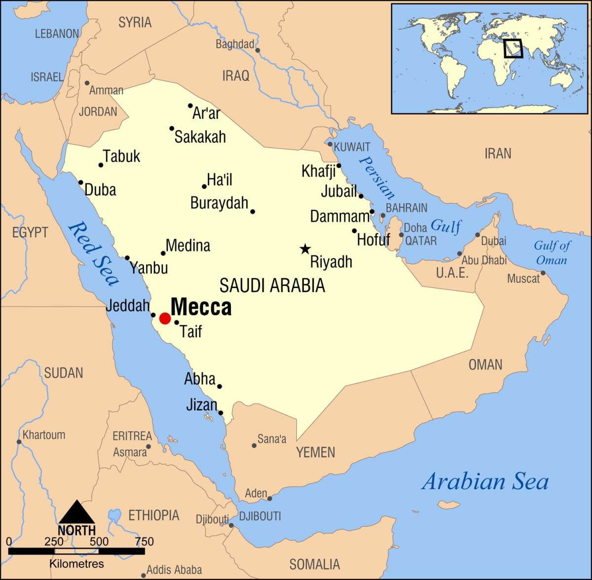 žemėlapis meka, Saudo Arabija