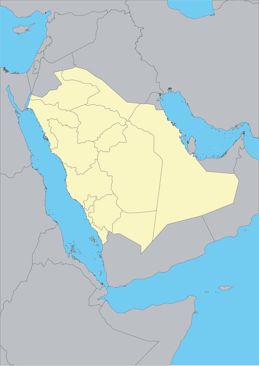 Zemelapis rodo Saudo Arabija