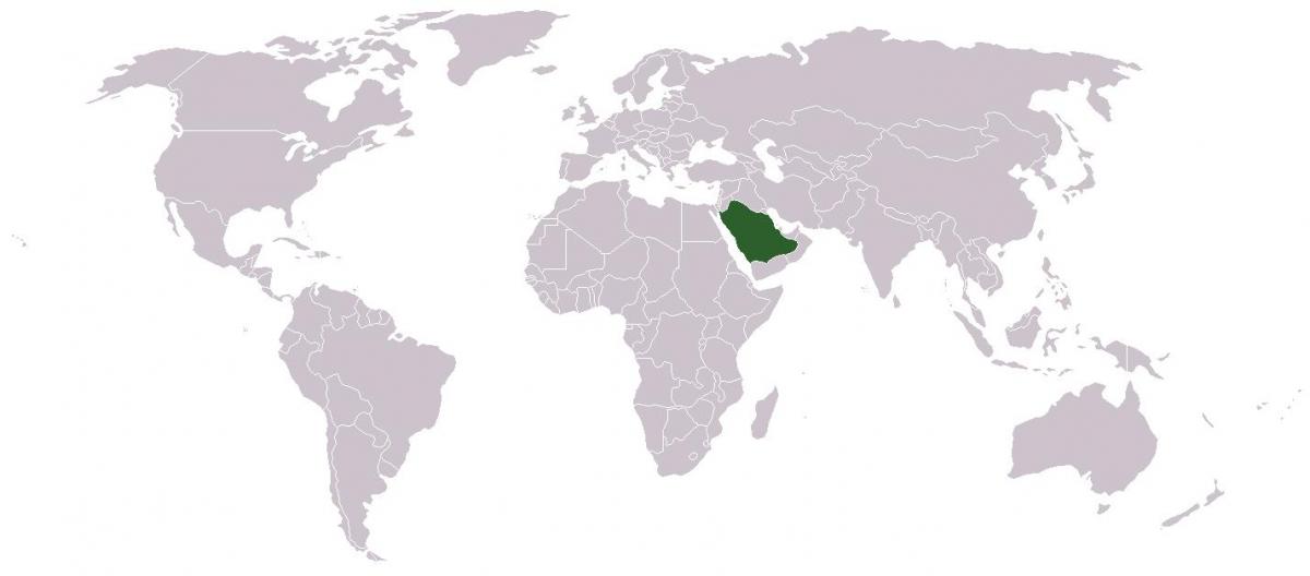 Saudo Arabija pasaulio žemėlapyje