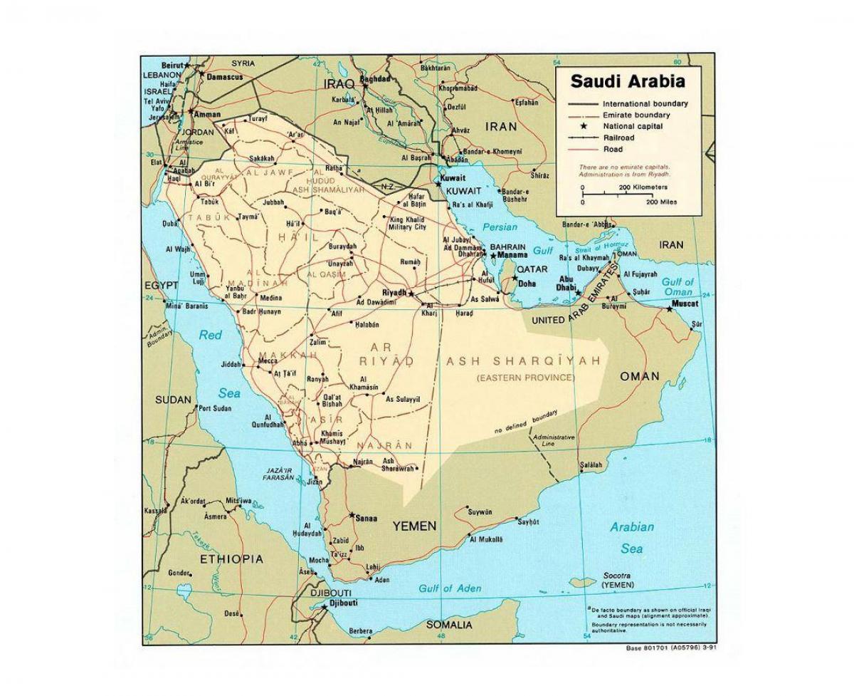 Saudo Arabija žemėlapį su didžiųjų miestų