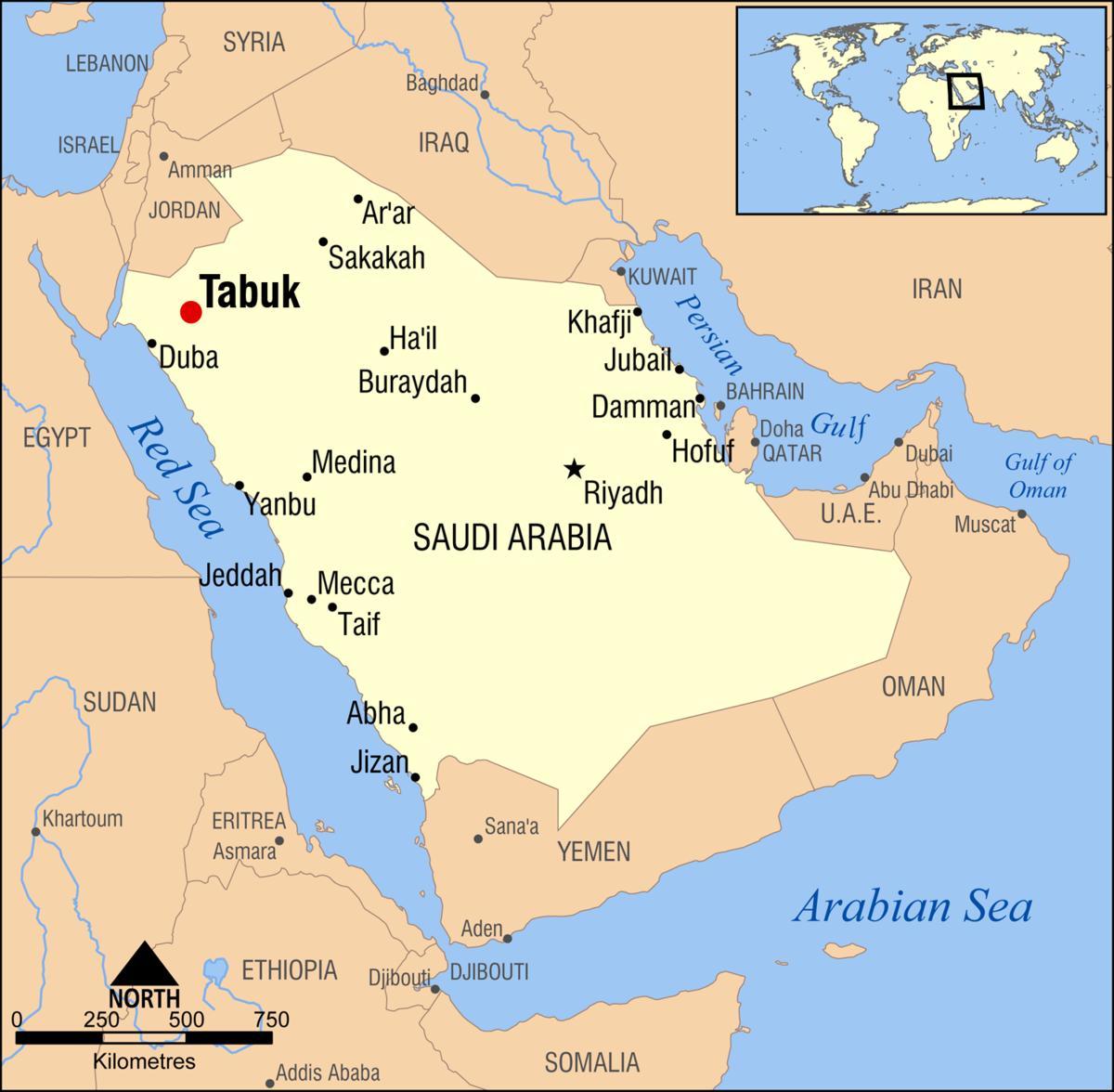 tabuk KSA žemėlapyje
