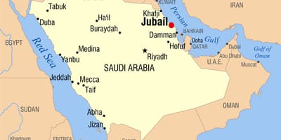 Jubail KSA žemėlapyje