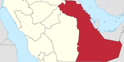 Žemėlapis rytų provincijoje Saudo Arabija