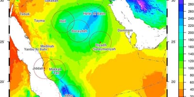 Žemėlapis Saudo Arabijos klimatui
