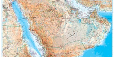 Žemėlapis Saudo Arabija topografinis