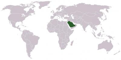 Saudo Arabija pasaulio žemėlapyje