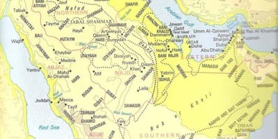 Žemėlapis Saudo Arabijos gentys