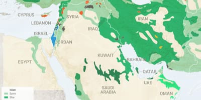 Žemėlapis Saudo Arabijos religijos