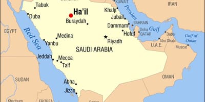 Žemėlapis kruša Saudo Arabija